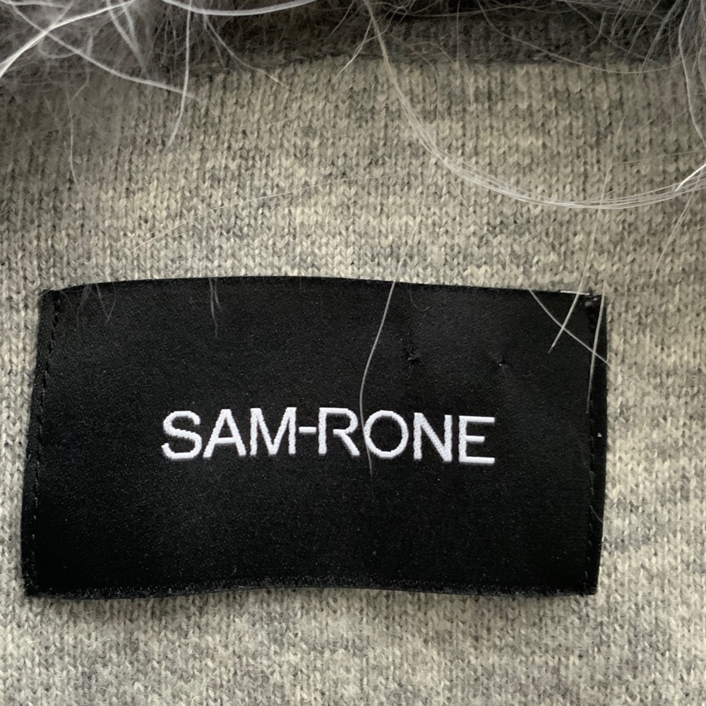 Sam-Rone Gray Wool & cashmere vest with Plush Fur Collar L-40 - Picture 2 of 6
